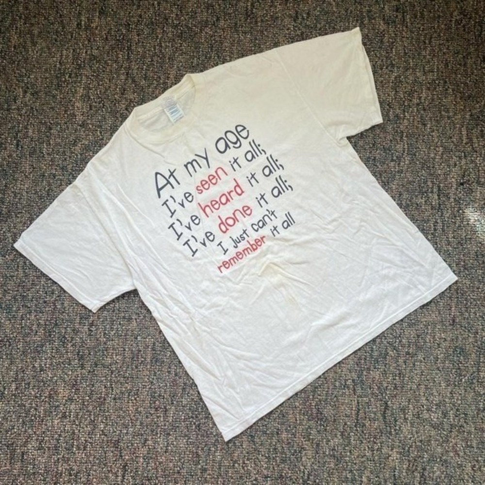 Vintage Delta Pro Weight Funny Aging Graphic T-Shirt White Mens Large Humor Tee